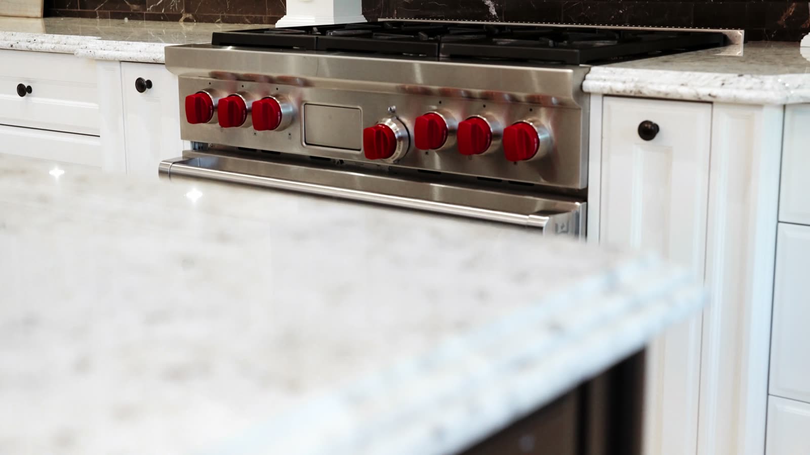 Range and stone countertop